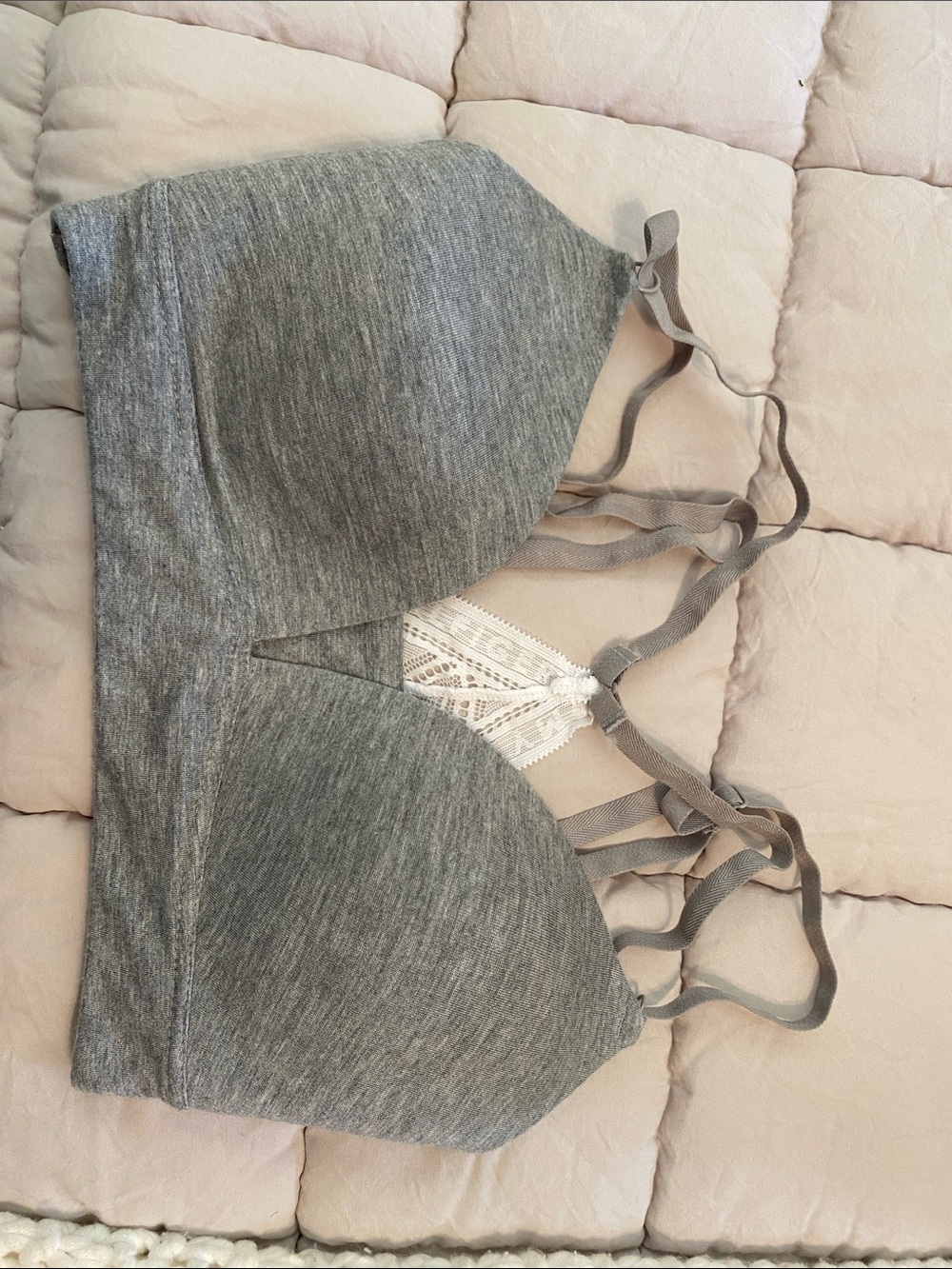 Tommy Hilfiger Heather Gray Lace-Back Bralette